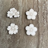 Handmade wood cherry blossom cutout, DIY craft shape, available in 4 unique styles
