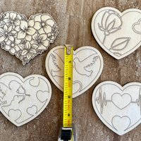 Handmade wooden DIY Valentine heart cutout in five unique styles, ready for paint or decorating