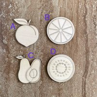 Handmade wooden DIY fruit cutout in four unique styles, ready for paint or decorating