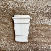 Handmade wooden DIY Styrofoam coffee cup cutout ready for paint or decorating