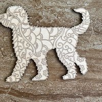 Handmade wooden DIY Golden Doodle dog cutout ready to paint or decorate