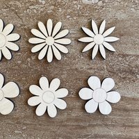 Handmade wooden DIY Daisy flower cutout in six unique styles, ready for paint or decorating