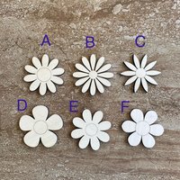 Handmade wooden DIY Daisy flower cutout in six unique styles, ready for paint or decorating