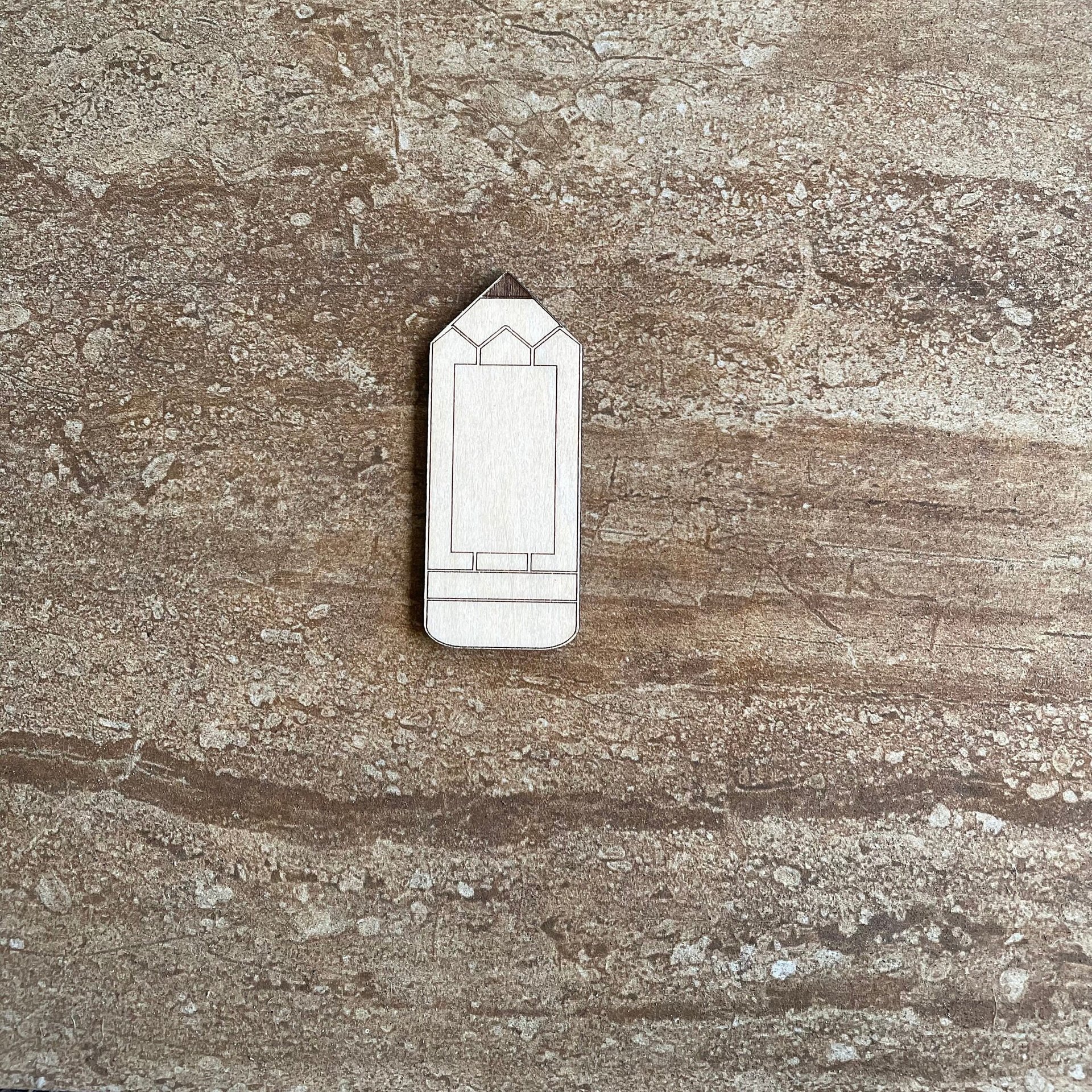 Handmade wooden DIY pencil cutout ready for paint or decorating