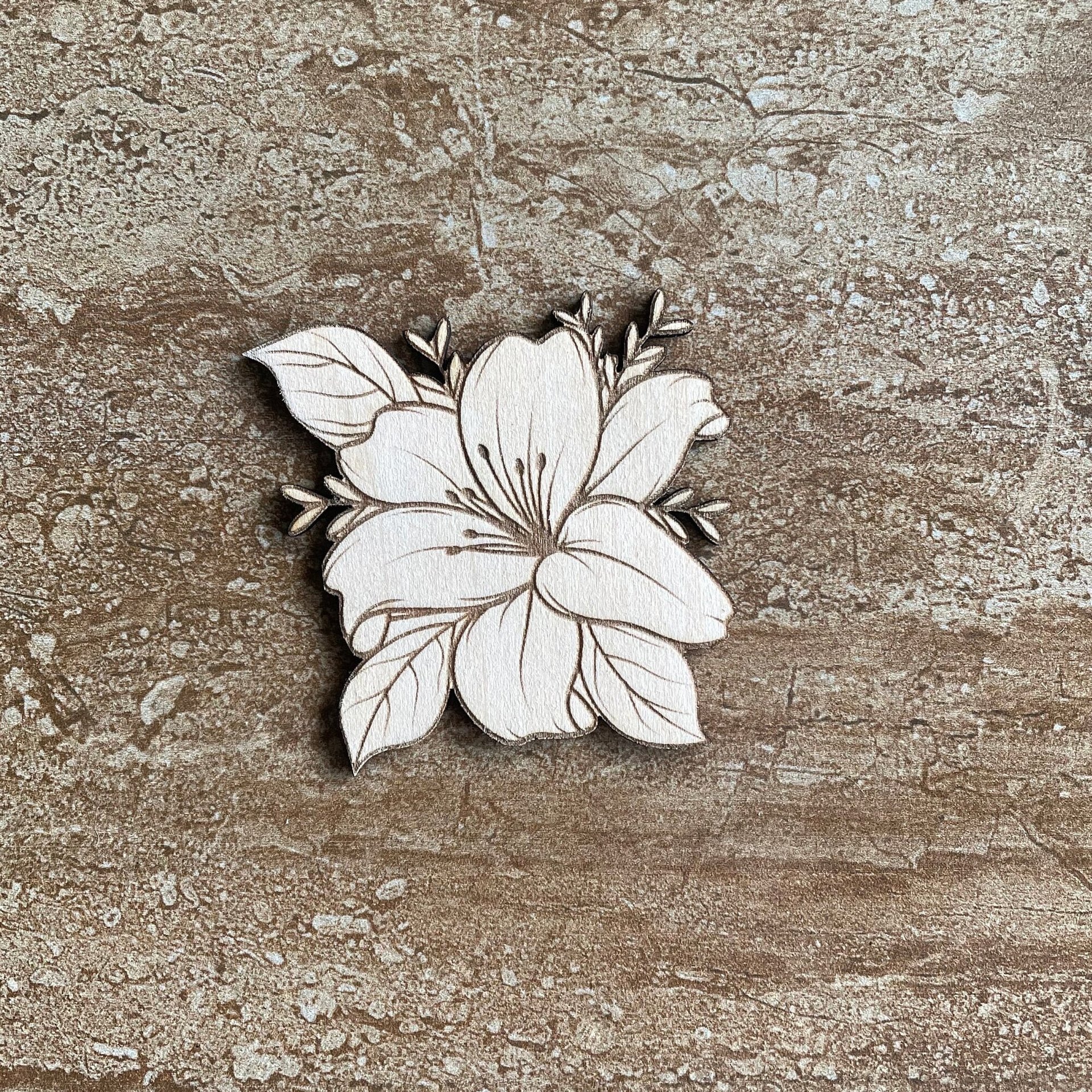 Handmade wooden DIY Lily flower cutout ready for paint or decorating