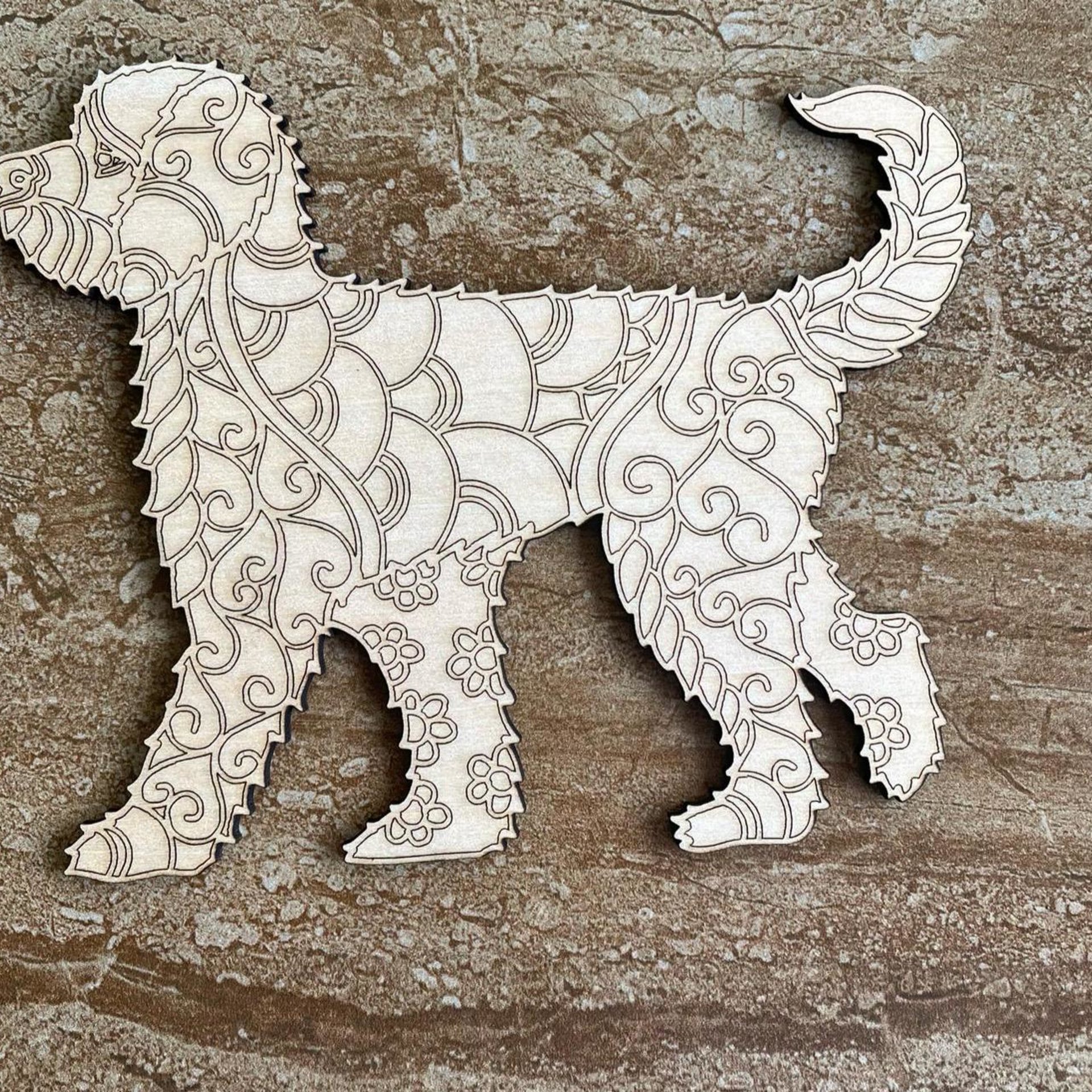 Handmade wooden DIY Golden Doodle dog cutout ready to paint or decorate