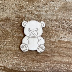 Handmade wooden DIY teddy bear cutout ready to paint or decorate
